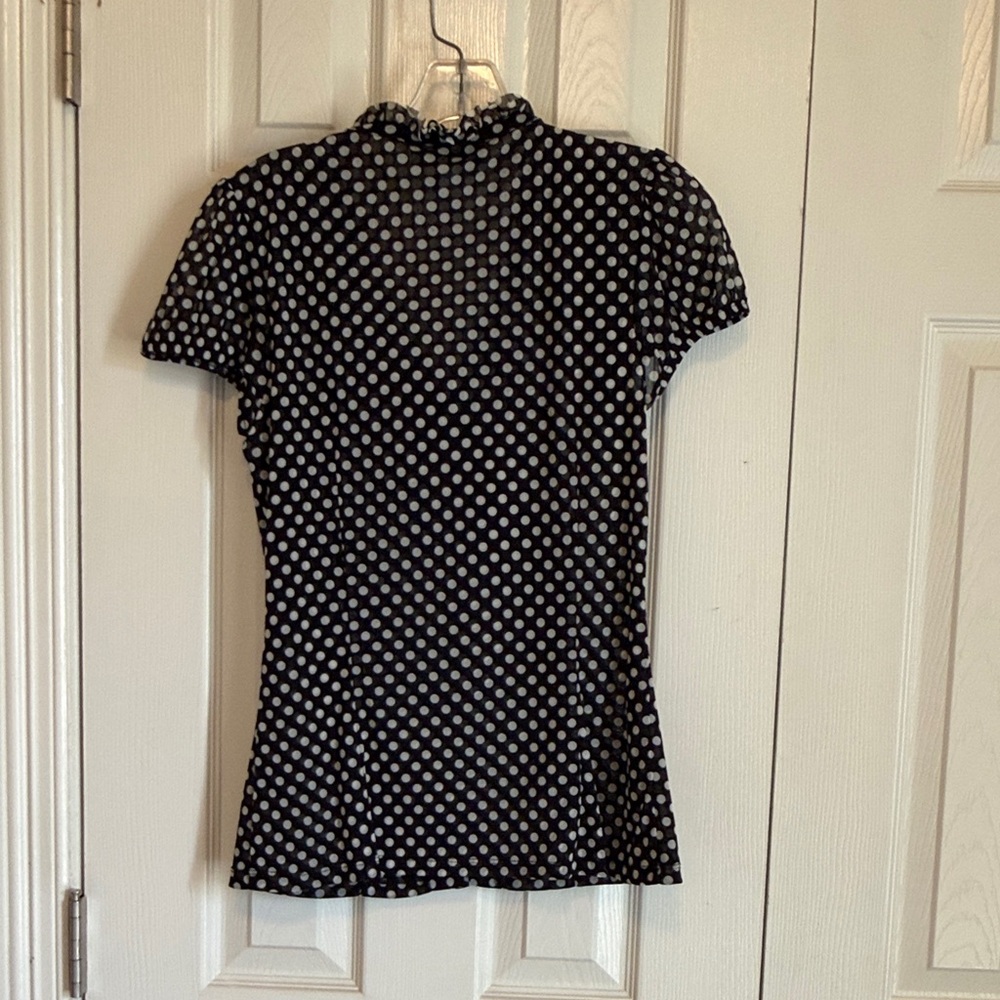INC International Concepts Black and White Polka Dot Blouse - Picture 3 of 3